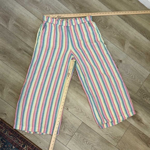 LOFT Large Rainbow Linen Blend Wide Leg Crop Pull On Pants - Picture 6 of 9